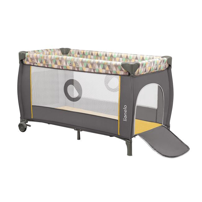 Lionelo Sven Plus Travel Cot, Grey/Yellow