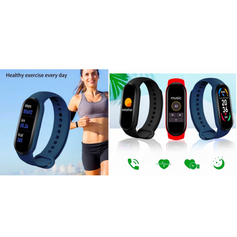 iWear SM6 Smart Bracelet - Fitness Tracker IP67 with HR & Blood pressure / Social / Sleep monitor Black