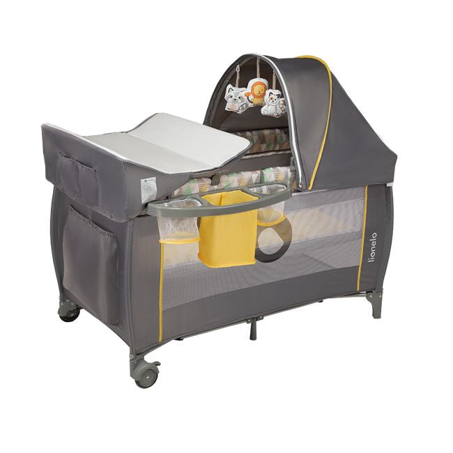 Lionelo Sven Plus Travel Cot, Grey/Yellow