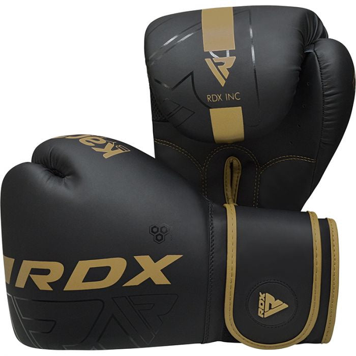 Boxing gloves RDX F6 Matte BGR-F6MGL-12OZ, gold/black, 12 oz