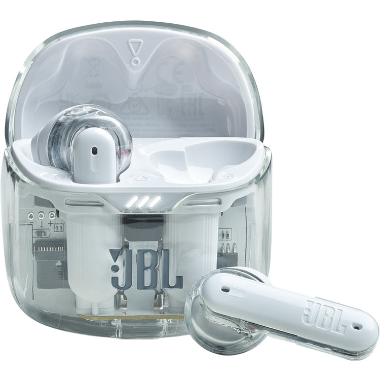 JBL Tune Flex TWS Earbuds, Ghost White/Clear