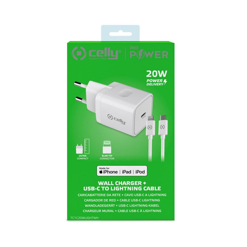 Celly 20W Charger USB-C to Lightning White