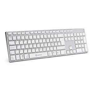 Voxicon DK-290B-WHT Bluetooth Nordic Keyboard, Silver, White