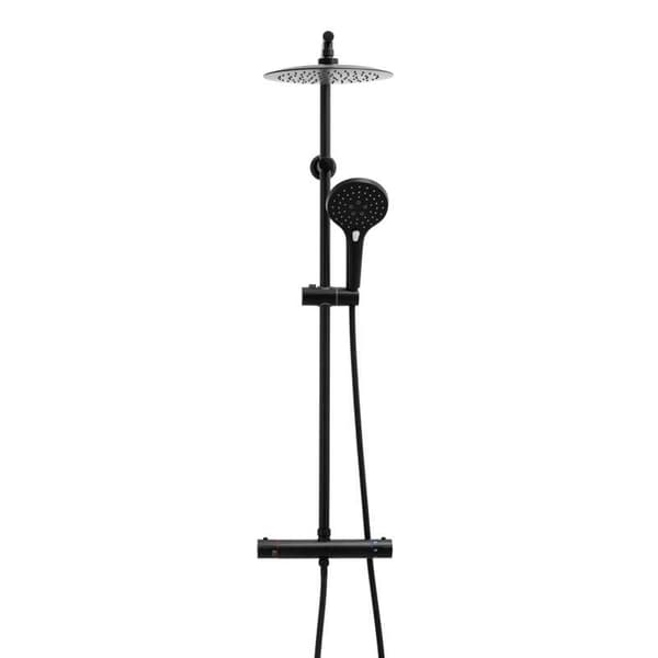 Shower Set - With Thermostatic Faucet and Rain Shower - Black