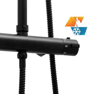 Shower Set - With Thermostatic Faucet and Rain Shower - Black