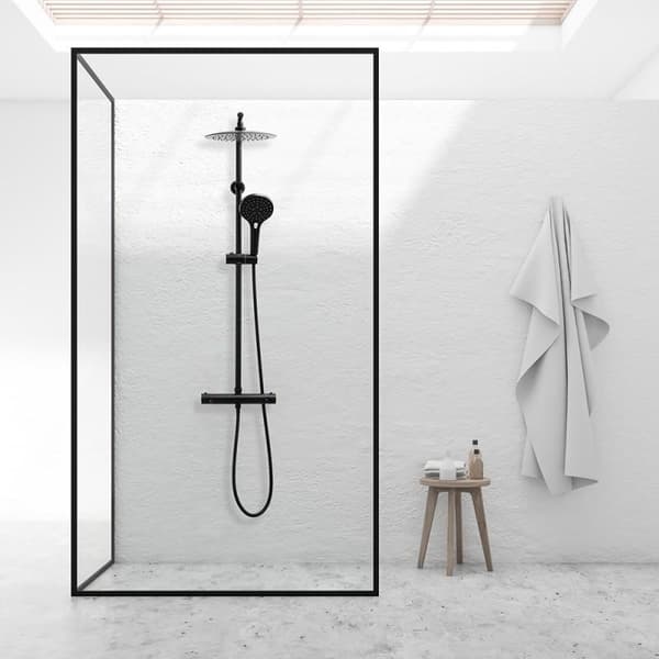 Shower Set - With Thermostatic Faucet and Rain Shower - Black