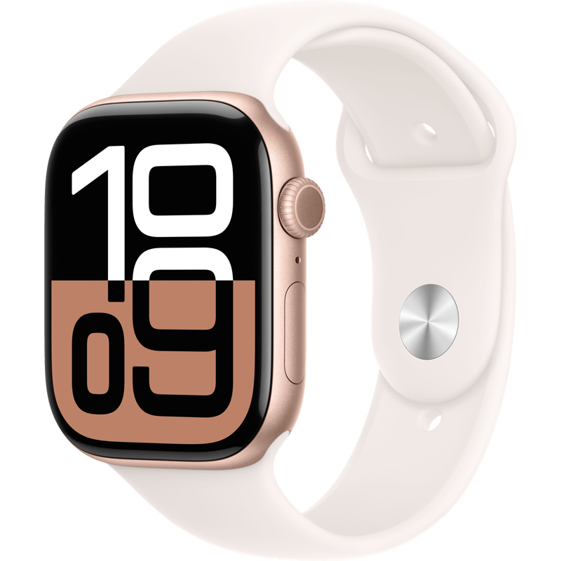 Apple Watch Series 10 GPS 46mm Rose Gold Aluminium Case with Light Blush Sport Band M/L