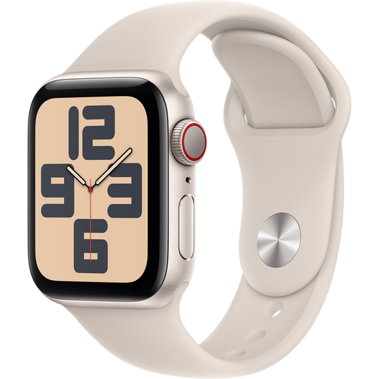 Apple Watch SE (GPS + Cellular) 40 mm Star White Aluminum Case and Star White Sport Band, S/M (MRFX3)