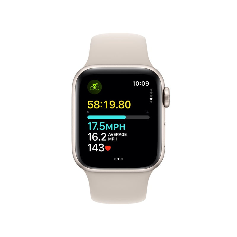 Apple Watch SE (GPS + Cellular) 40 mm Star White -alumiinikotelo ja Star White Sport Band, S/M (MRFX3)