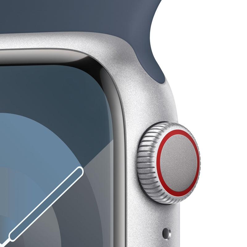 Apple Watch Series 9 GPS+Cellular 45mm Silver aluminium, Storm Blue Sport Band