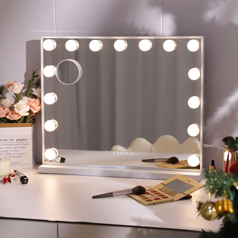 Vanitii 23''x18'' Hollywood Makeup Mirror with Lights, White