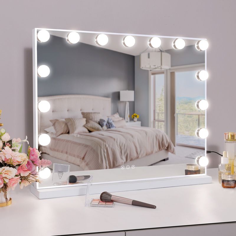 Vanitii 23''x18'' Hollywood Makeup Mirror with Lights, White