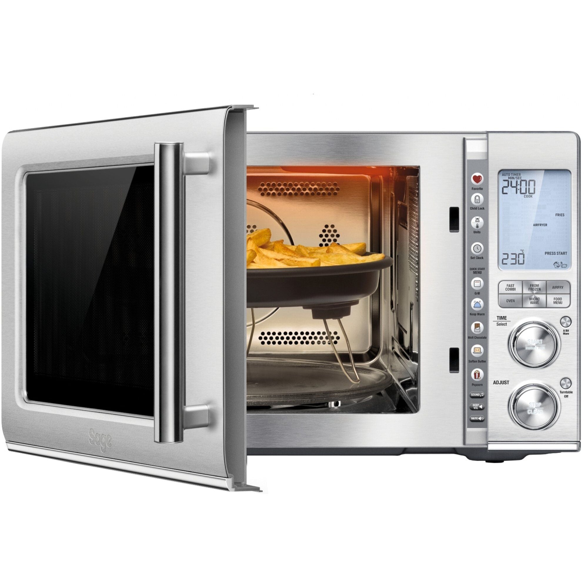 Sage SMO870BSS 3-in-1 Microwave Oven and Air Fryer, Brushed steel