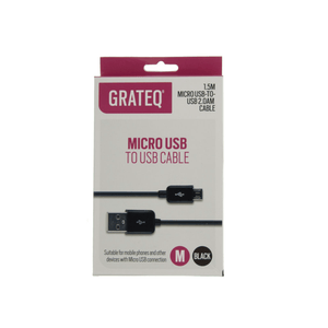 Grateq MicroUSB - USB cable, 1.5m, black