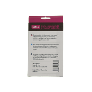 Grateq MicroUSB - USB cable, 1.5m, black
