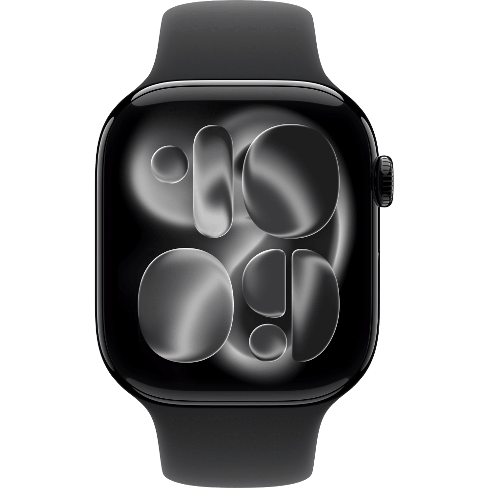 Apple Watch Series 11 GPS + Cellular, 42 mm Mirror Black/Black Sport Band, M/L