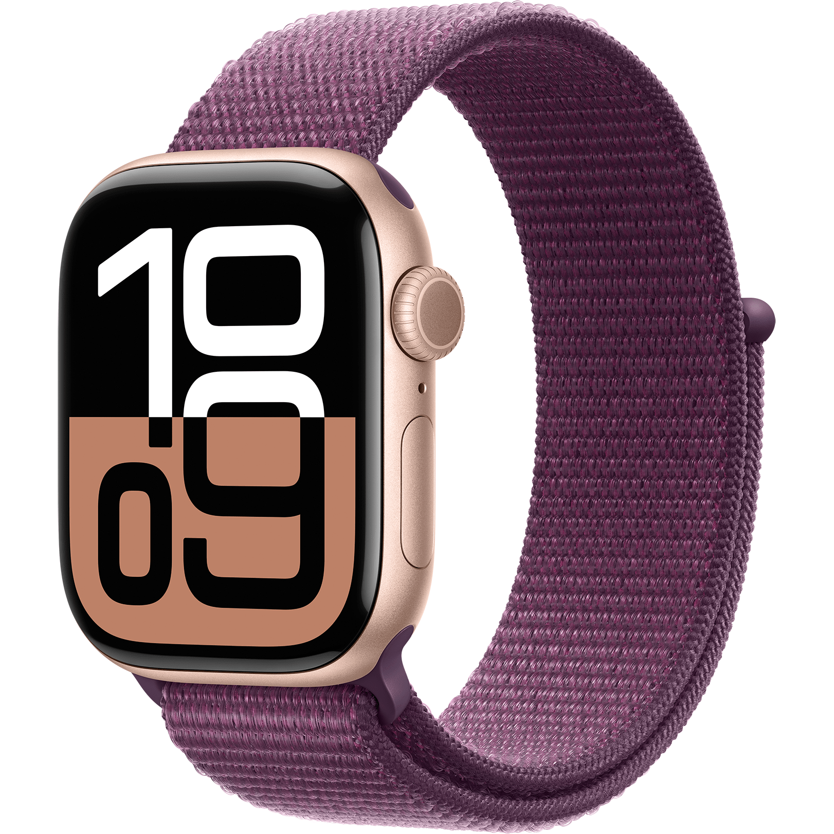 Apple Watch Series 10 GPS , 42mm Rose Gold Alum Case with Plum Sport Loop