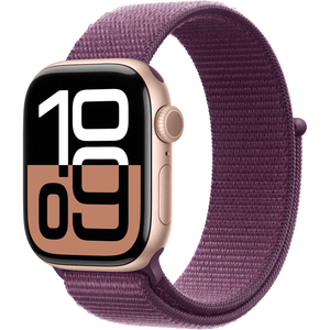 Apple Watch Series 10 GPS , 42mm Rose Gold Alum Case with Plum Sport Loop