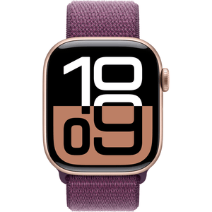 Apple Watch Series 10 GPS , 42mm Rose Gold Alum Case with Plum Sport Loop