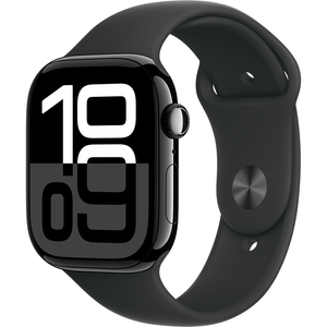 Apple Watch Series 10 46mm GPS Jet Black Aluminum Case with Black Sport Band M/L