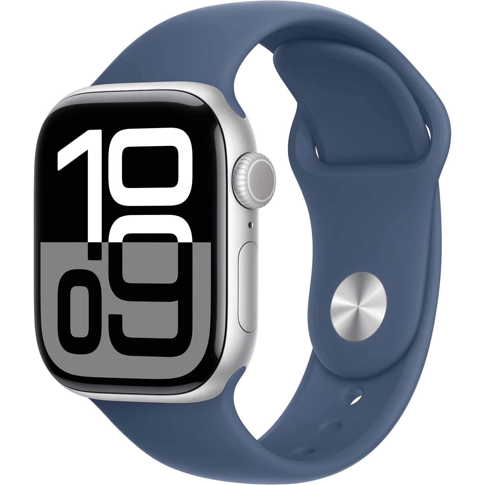 Apple Watch Series 10 GPS+Cell 42mm Silver Alum Case with Blue Sport Band, S/M MWX33