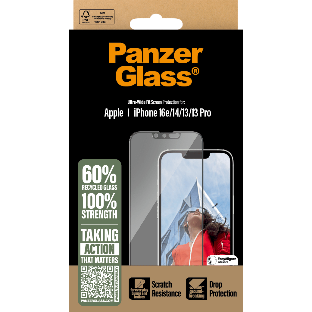 PANZERGLASS IPHONE 16e/14/13/13 PRO UWF W. ALIGN.