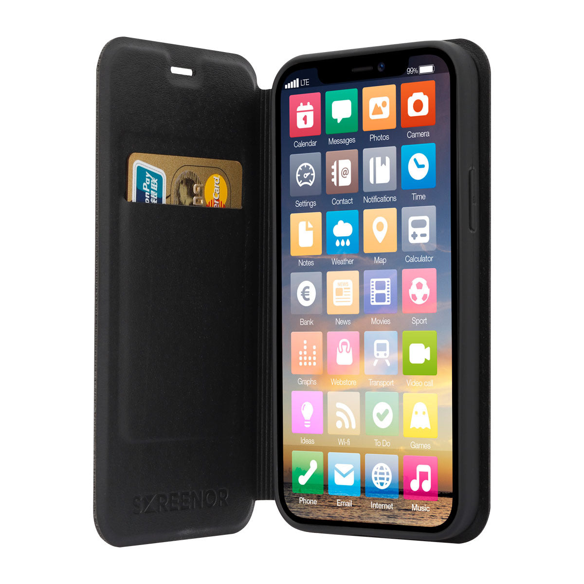 Screenor Clever Galaxy A17 4G/5G Wallet Case, Black