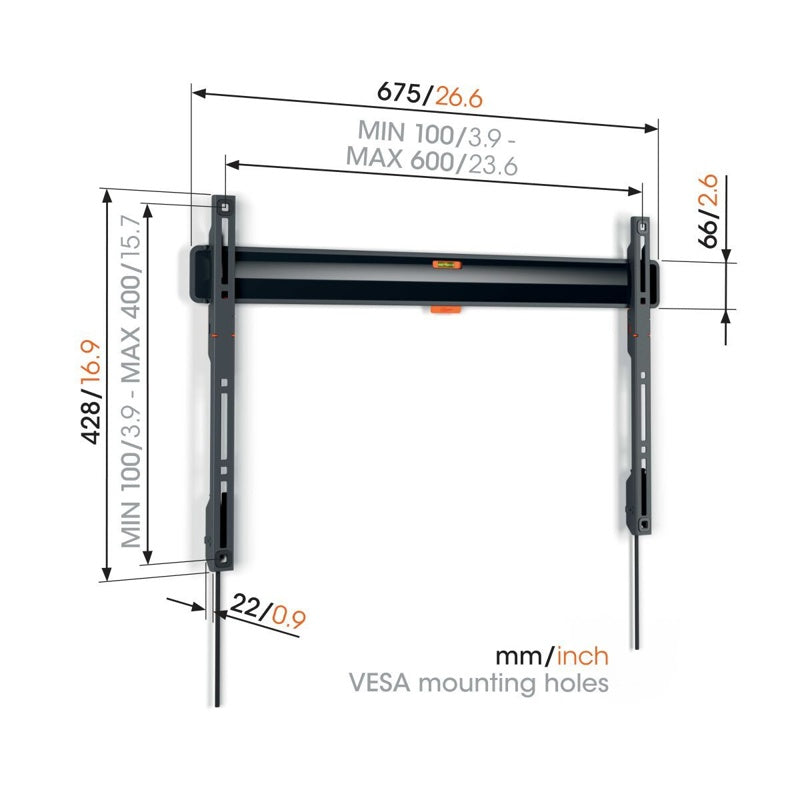 Vogel's 40"-100" TV-väggfäste (TVM 3605), svart