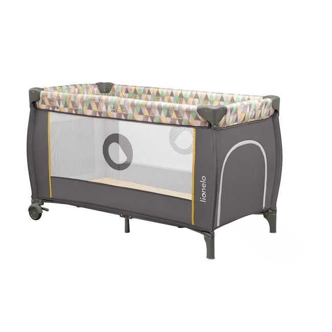 Lionelo Sven Plus Travel Cot, Grey/Yellow