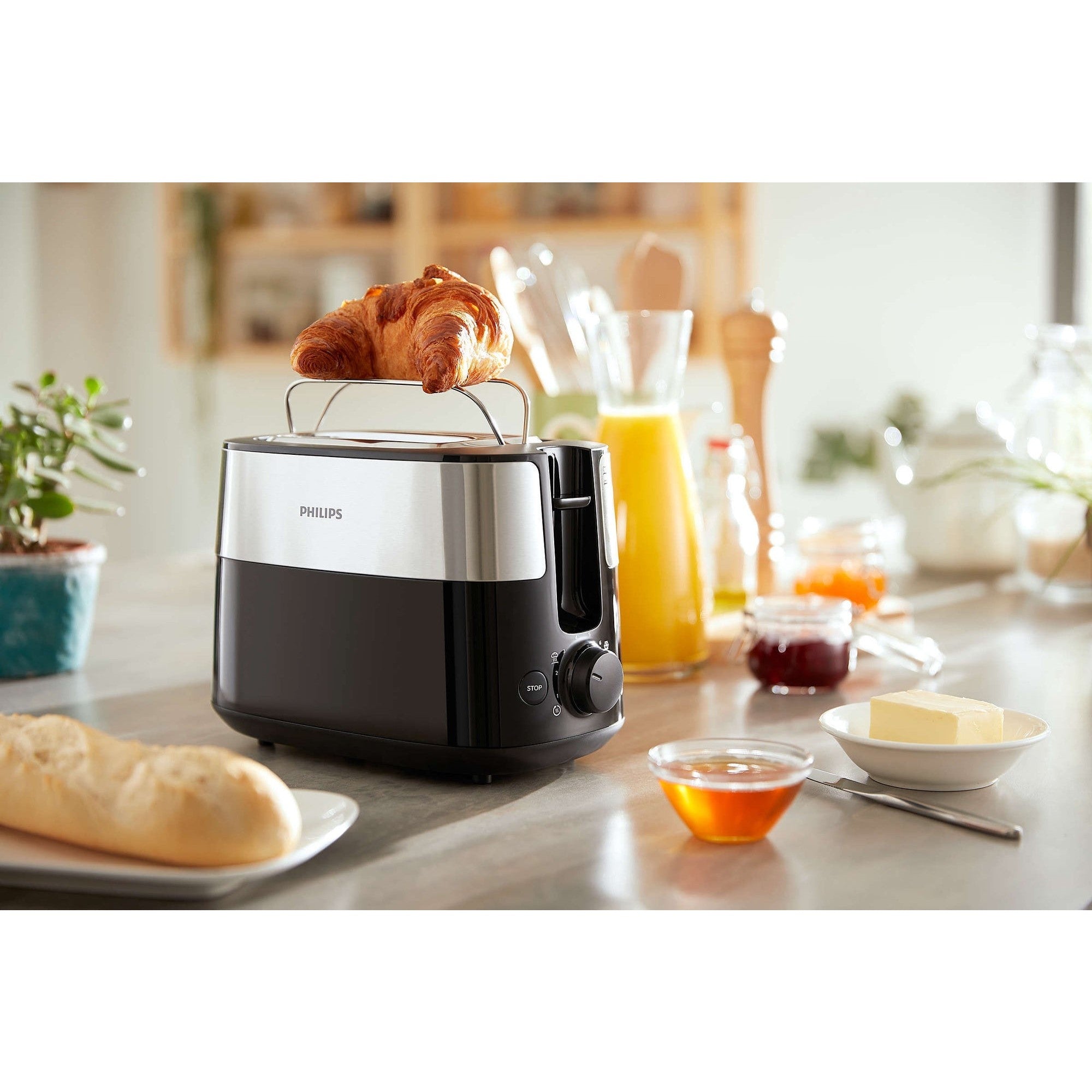 Philips Daily Collection HD2516/90 Toaster, black/stainless steel