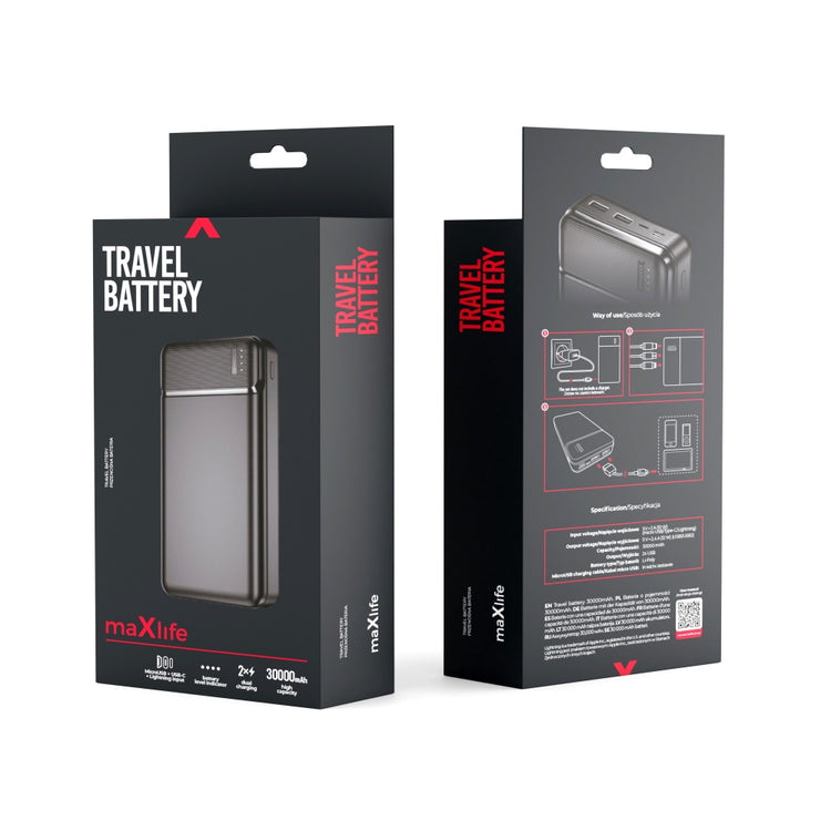 Power bank Maxlife MXPB-01, 30000 mAh, black