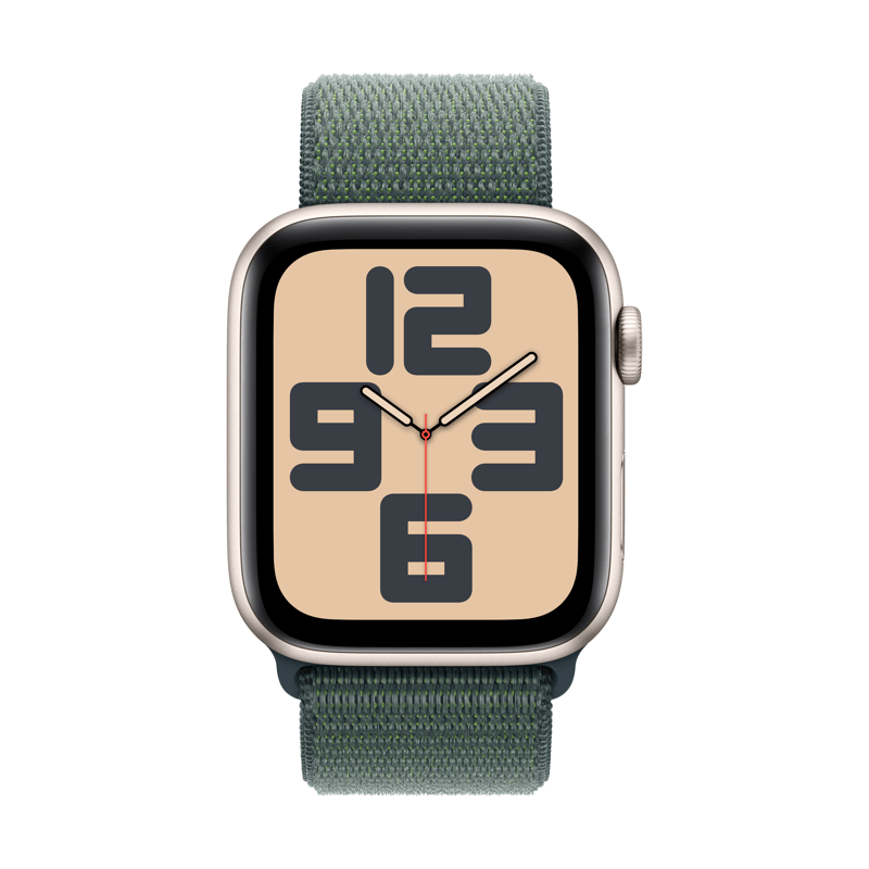 Apple Watch SE 2nd Gen 44mm GPS with Starlight Alum Case and Green Sport Loop