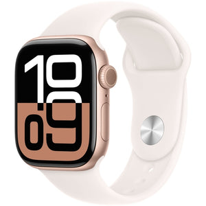 Apple Watch Series 10 GPS 42mm, Rose Gold Aluminum Case and Red Fading Sport Band, S/M MWWH3