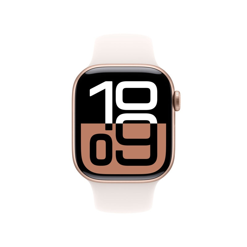 Apple Watch Series 10 GPS 42mm, Rose Gold Aluminum Case and Red Fading Sport Band, S/M MWWH3