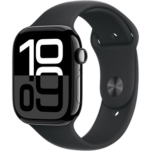 Apple Watch Series 10 46mm GPS Jet Black Aluminum Case with Black Sport Band M/L