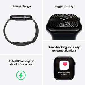 Apple Watch Series 10 46mm Jetblack Aluminium Sport Band GPS