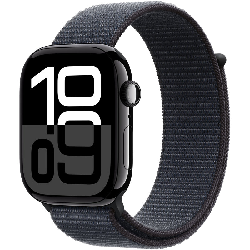 Apple Watch Series 10 GPS + Cellular 46mm Mirror Black Aluminum Case with Inky Sport Loop MWY53