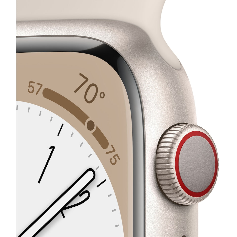 Apple Watch Series 8 GPS + Cellular 41mm Starlight alumiinikotelo