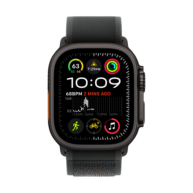 Apple Watch Ultra 2, 49mm Black Titanium with Black Trail Loop, M/L