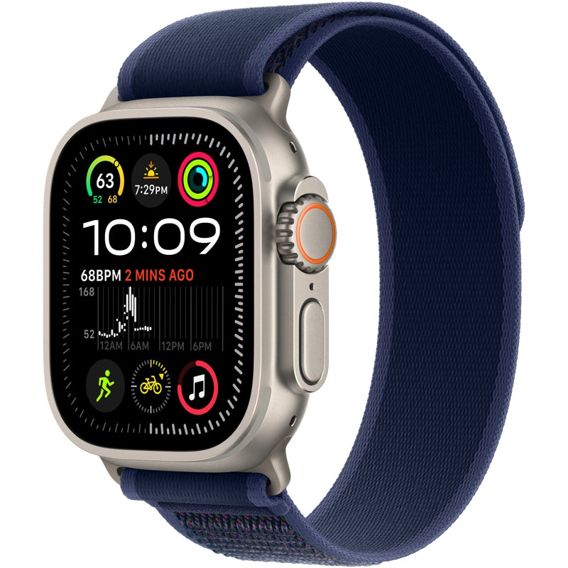 Apple Watch Ultra 2 GPS + Cellular 49mm Natural Light Titanium Case and Blue Trail Band, M/L MX4L3