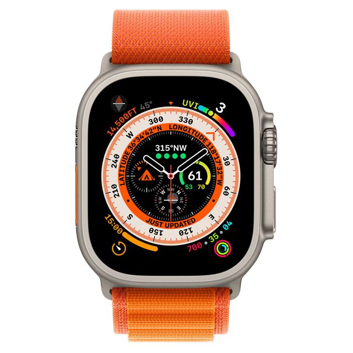 Apple Watch Ultra GPS + Cellular Titanium Case with Orange Alpine Band - Size L