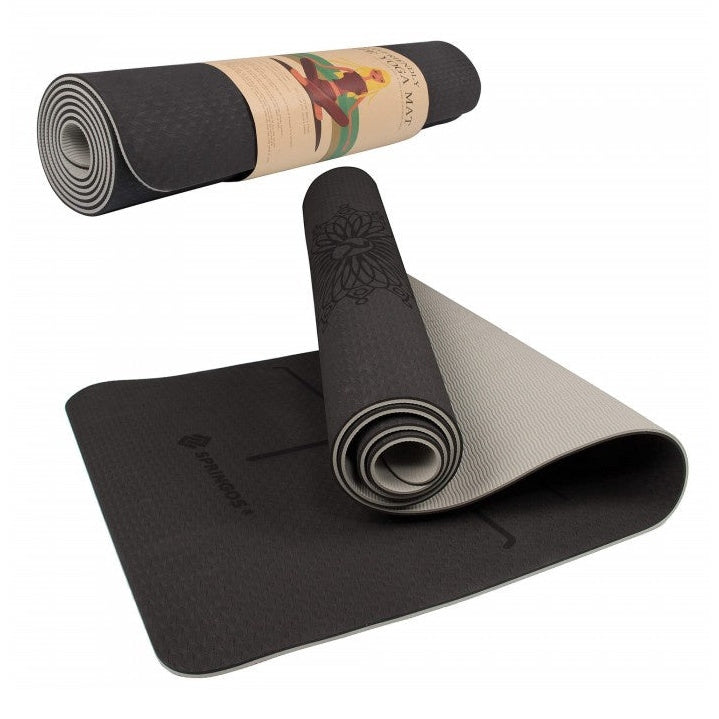 Springos YG0013 Fitness and Yoga Mat, Black, 183 cm x 61 cm x 0.6 cm