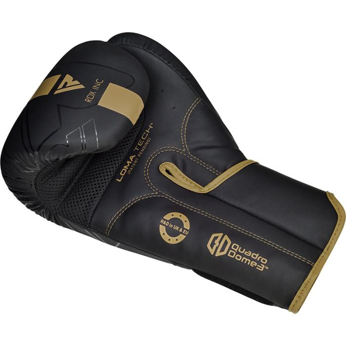 Boxing gloves RDX F6 Matte BGR-F6MGL-12OZ, gold/black, 12 oz