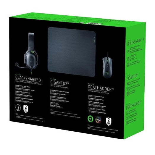 Razer DeathAdder Battle Bundle Gaming Set DEATHADDER V2 BLACK + GIGANTUS V2 M + BLACKSHARK V2 X , Black/Green