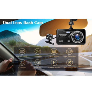 iWear GT6 Dual Car DVR Camera HD 170° Front + Back 480p G-Sensor Night vision 4'' LCD Black