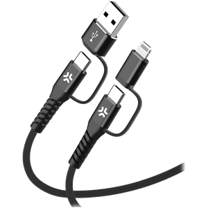 CELLY 4-IN-1 CABLE A+C TO C+LIGHT 2M BK