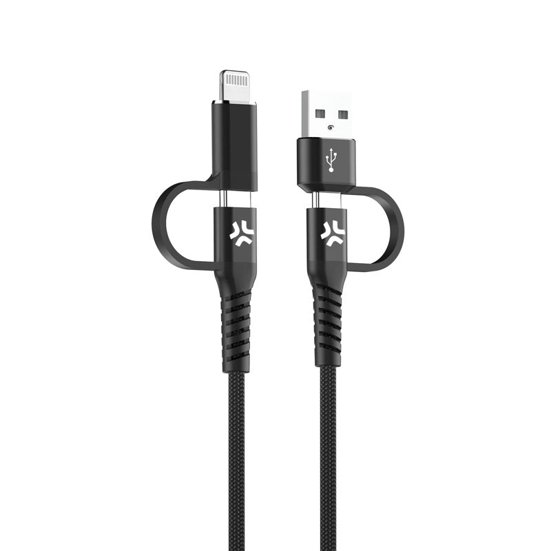 CELLY 4-IN-1 CABLE A+C TO C+LIGHT 2M BK