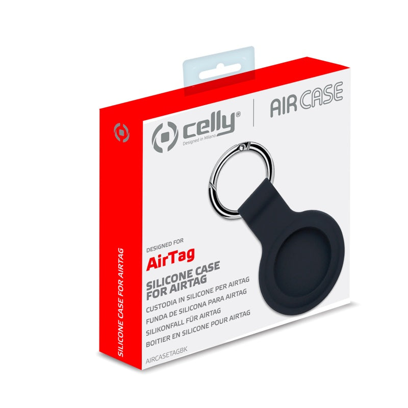 Celly Silicone AirTag Case, Black