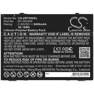 Zebra BT-000394, ET51, ET56 3.85V Li-Polymer 9400mAh-36.19Wh battery
