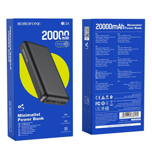 Power bank Borofone BJ3A Minimalist, 20000 mAh, 74 W, black